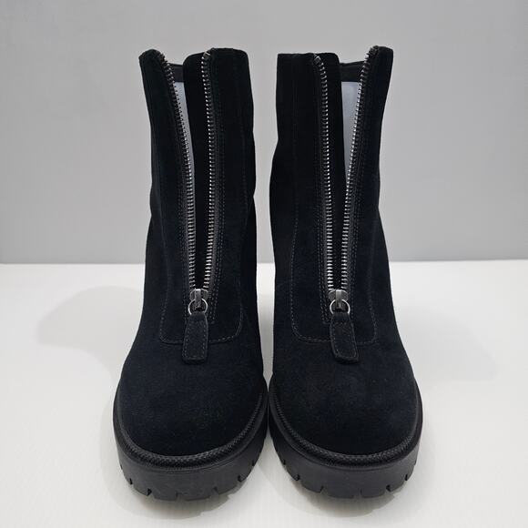 NEW Paige Brianne Ankle Boot Womens 9.5 Black Suede Platform Lug Sole Heeled - Picture 5 of 14